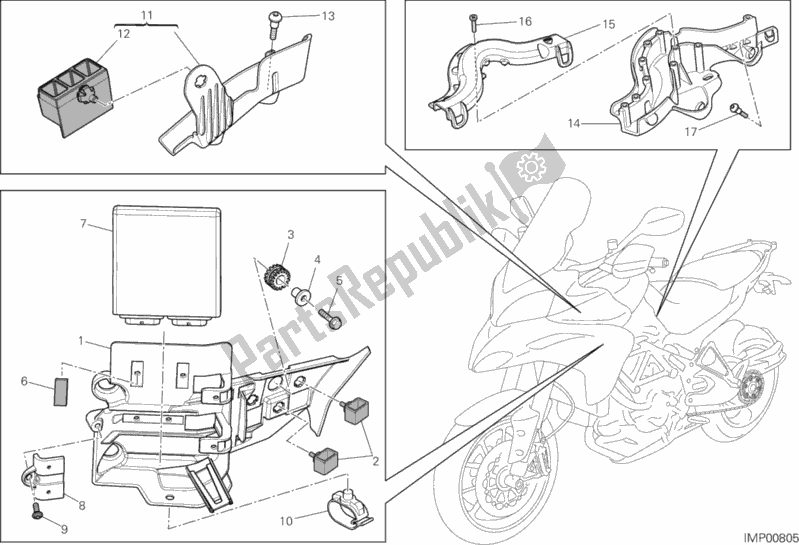 All parts for the Engine Control Unit of the Ducati Multistrada 1200 S Pikes Peak Thailand 2014